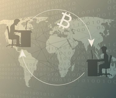 Hızlı küresel hareketleri ile bitcoin. Modern ödeme kavramı.