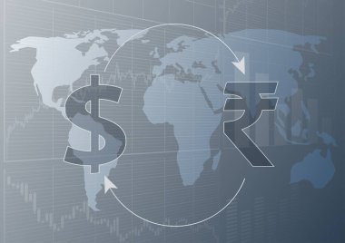Döviz Alım Satım dolar ve Hint Rupee.Modern ticaret kavramı.
