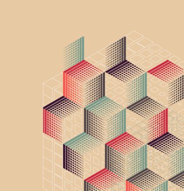 Geometrik şekillerle antika arka plan. Vektör çizim.