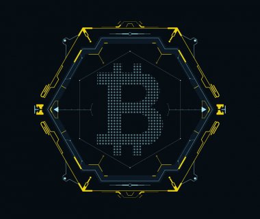 Fütüristik bitcoin sembolü.