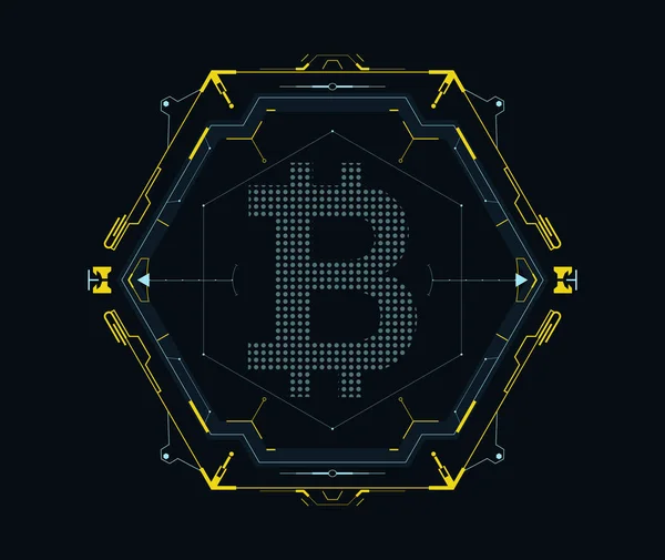Futurisztikus Bitcoin szimbólum. — Stock Vector