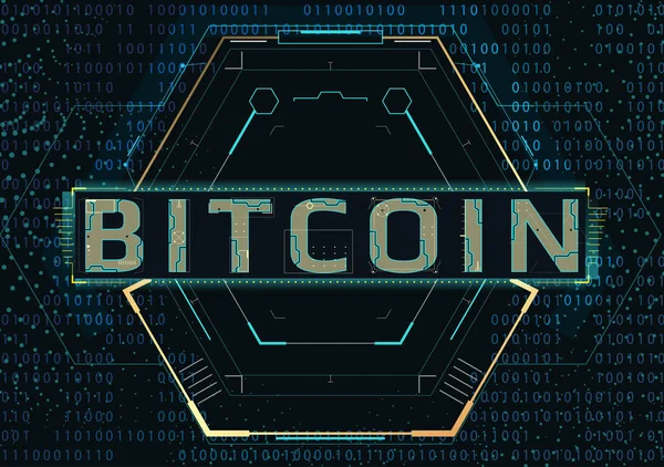 Bitcoin inscrição e fundo futurista . — Vetor de Stock