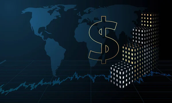 Dólar símbolo y gráficos . — Vector de stock