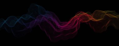 Soyut renkli dalga ile karanlık afiş.