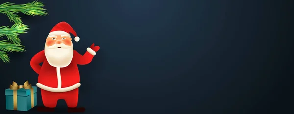Weihnachtsbanner Mit Weihnachtsmann Und Copy Space Vector Illustration — Stockvektor