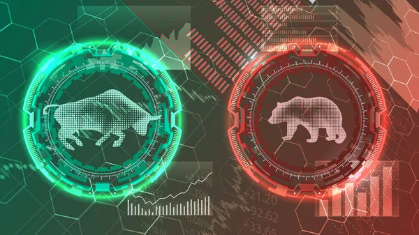 Yeşil Boğa Kırmızı Ayı Borsa Ticareti Kavramı — Stok Vektör