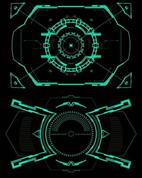 两种未来主义的景象或目标 数字用户界面屏幕 矢量插图 — 图库矢量图片