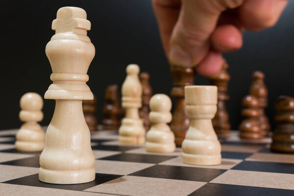 Chess photographed on a chessboard