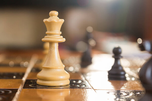 Chess photographed on a chessboard