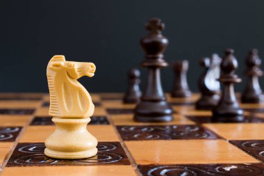 Satranç tahtasında fotoğraflanmış.