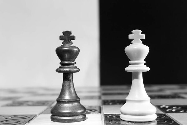 шахматы, сфотографированные на шахматной доске