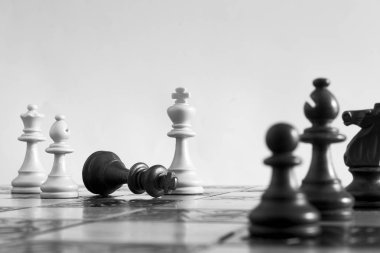 Satranç tahtasında fotoğraflanmış.