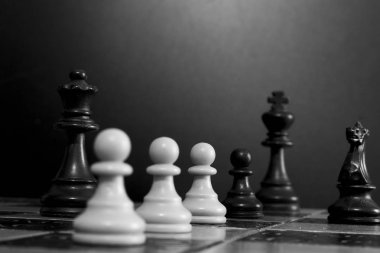 Satranç tahtasında fotoğraflanmış.