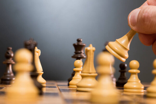 Chess photographed on a chessboard