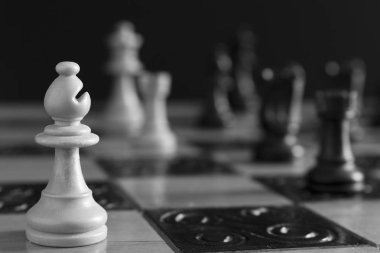 Satranç tahtasında fotoğraflanmış.