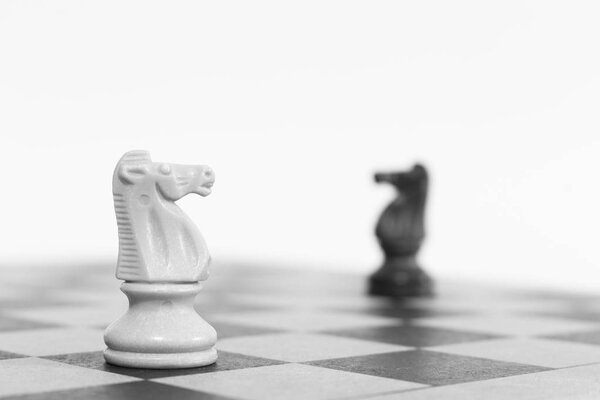 шахматы, сфотографированные на шахматной доске