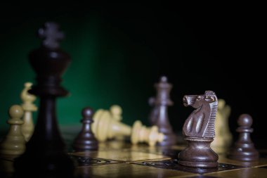 Satranç tahtasında fotoğraflanmış.
