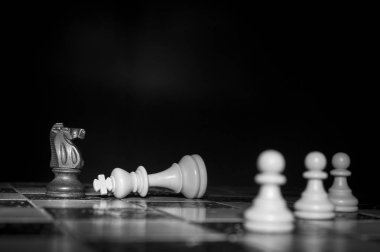 Satranç tahtasında fotoğraflanmış.