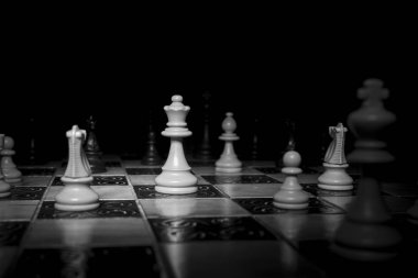 Satranç tahtasında fotoğraflanmış.