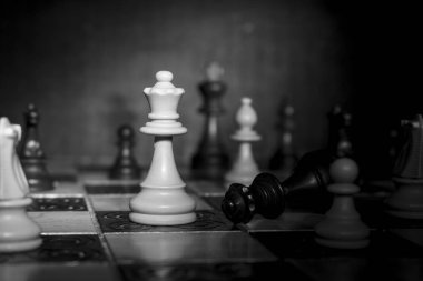 Satranç tahtasında fotoğraflanmış.