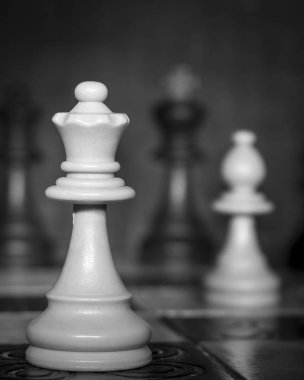 Satranç tahtasında fotoğraflanmış.