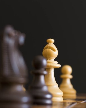 Satranç tahtasında fotoğraflanmış.