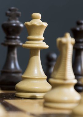 Satranç tahtasında fotoğraflanmış.