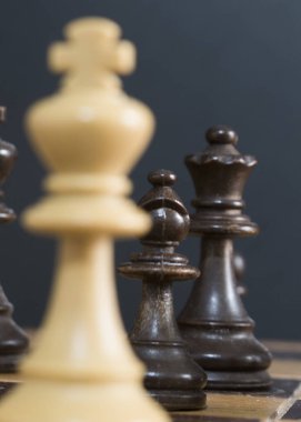 Satranç tahtasında fotoğraflanmış.