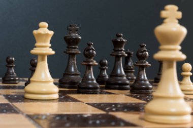 Satranç tahtasında fotoğraflanmış.