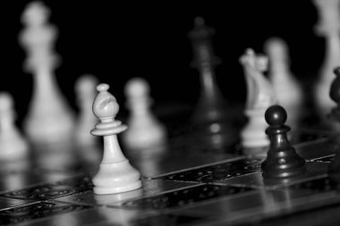 Satranç tahtasında fotoğraflanmış.