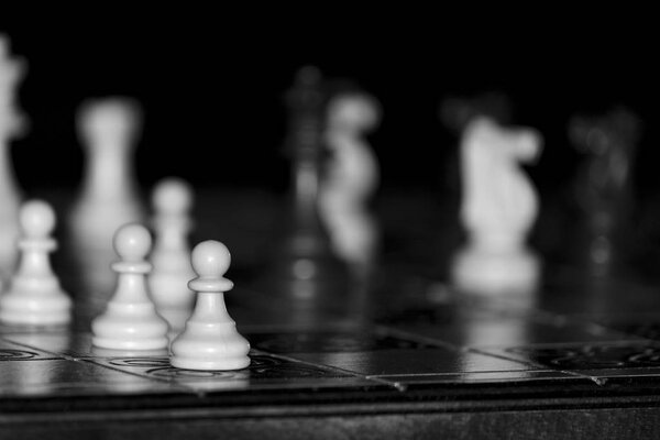 шахматы, сфотографированные на шахматной доске