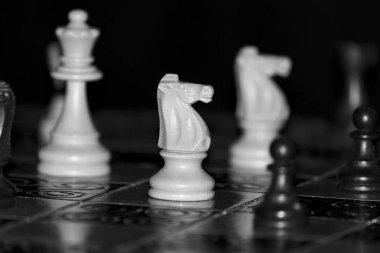 Satranç tahtasında fotoğraflanmış.