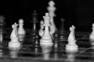 Satranç tahtasında fotoğraflanmış.