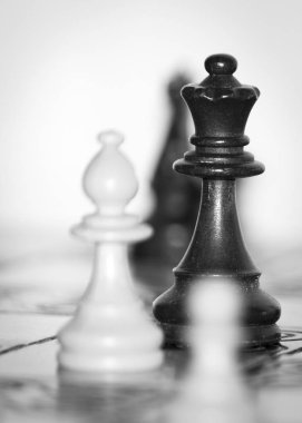 Satranç tahtasında fotoğraflanmış.