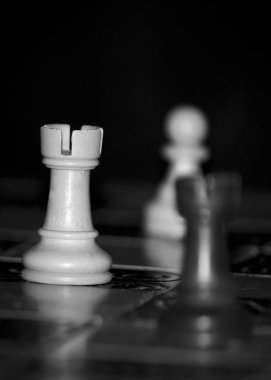 Satranç tahtasında fotoğraflanmış.