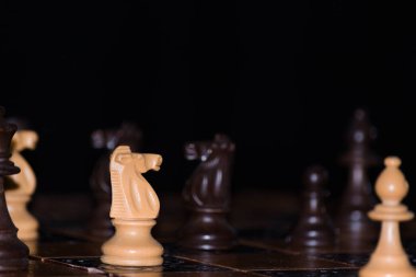 Satranç tahtasında fotoğraflanmış.