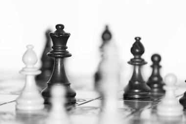 Satranç tahtasında fotoğraflanmış.