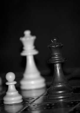 Satranç tahtasında fotoğraflanmış.