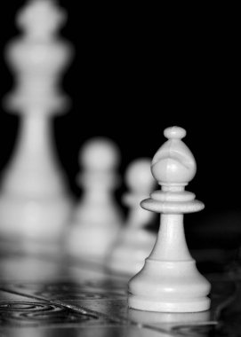 Satranç tahtasında fotoğraflanmış.