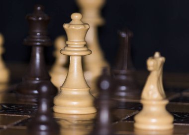 Satranç tahtasında fotoğraflanmış.