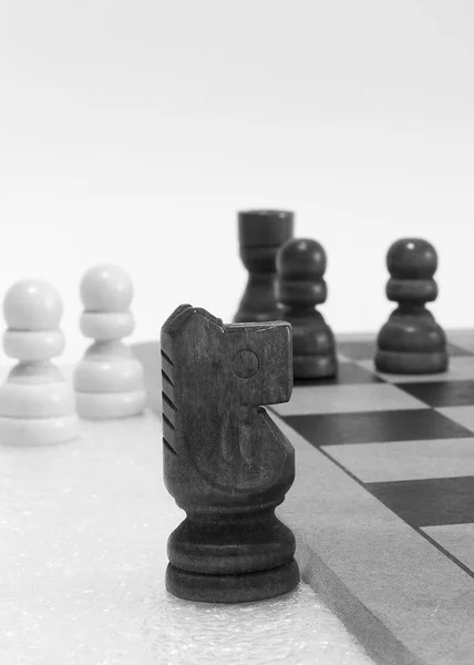 Schach Auf Einem Schachbrett Fotografiert — Stockfoto