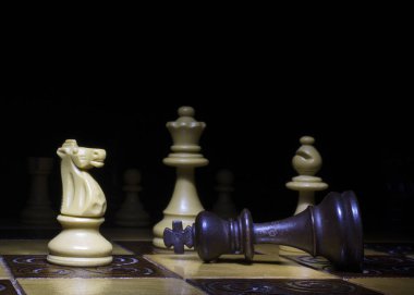 Satranç tahtasında fotoğraflanmış.