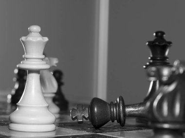 Satranç tahtasında fotoğraflanmış.