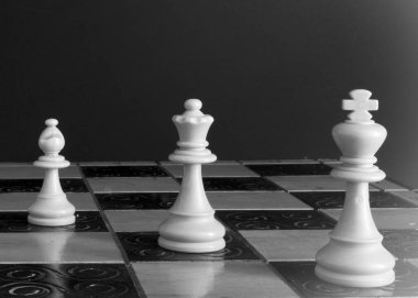 Satranç tahtasında fotoğraflanmış.