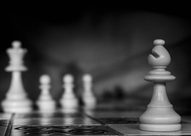 Satranç tahtasında fotoğraflanmış.