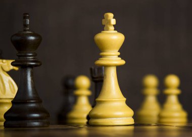 Satranç tahtasında fotoğraflanmış.