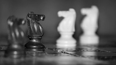 Satranç tahtasında fotoğraflanmış.