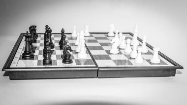 Satranç tahtasında fotoğraflanmış.