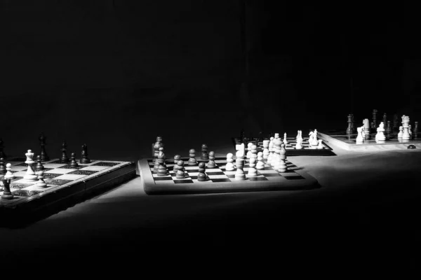 Schach Auf Einem Schachbrett Fotografiert — Stockfoto