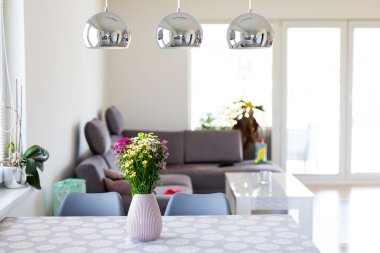 Evdeki modern oturma odası.